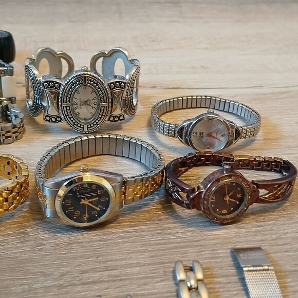 Lot 35+ Watches Parts/Repair ALL Metal Timex Armitron Rumours Liz Claiborne